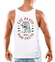 Neverless Tanktop Herren Aufdruck Schrift Eat Pasta Retro Backprint Brustlogo Weiß/Rosa