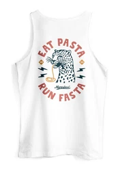 Neverless Tanktop Herren Aufdruck Schrift Eat Pasta Retro Backprint Brustlogo Weiß/Rosa
