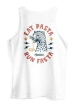 Neverless Tanktop Herren Aufdruck Schrift Eat Pasta Retro Backprint Brustlogo Weiß/Rosa