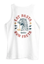 Neverless Tanktop Herren Aufdruck Schrift Eat Pasta Retro Backprint Brustlogo Weiß/Rosa