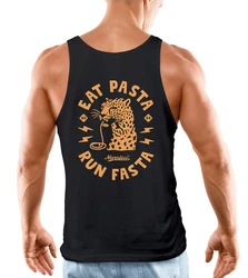 Neverless Tanktop Herren Aufdruck Schrift Eat Pasta Retro Backprint Brustlogo Lila/Dunkelblau/Gold/Hellblau/Orange/Rosa