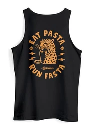 Tanktop Herren Tank-Top Aufdruck Schrift Eat Pasta Backprint Brustlogo Retro mit Print