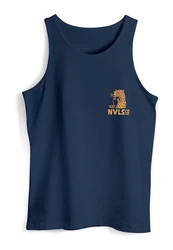 Neverless Tanktop Herren Aufdruck Schrift Eat Pasta Retro Backprint Brustlogo Dunkelblau/Blau