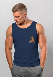 Neverless Tanktop Herren Aufdruck Schrift Eat Pasta Retro Backprint Brustlogo Dunkelblau/Blau