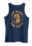 Neverless Tanktop Herren Aufdruck Schrift Eat Pasta Retro Backprint Brustlogo Dunkelblau/Blau