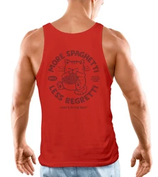 Neverless Tanktop Herren Katze Backprint Pasta Lovers Fashion Streetstyle  Rot