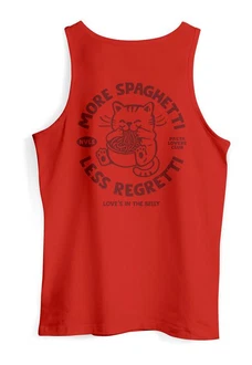 Neverless Tanktop Herren Katze Backprint Pasta Lovers Fashion Streetstyle  Rot