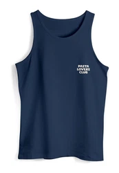 Neverless Tanktop Herren Katze Backprint Pasta Lovers Fashion Streetstyle  Dunkelblau/Hellblau/Blau