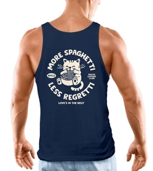 Neverless Tanktop Herren Katze Backprint Pasta Lovers Fashion Streetstyle  Dunkelblau/Hellblau/Blau