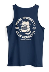 Neverless Tanktop Herren Katze Backprint Pasta Lovers Fashion Streetstyle  Dunkelblau/Hellblau/Blau