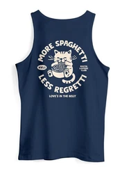 Neverless Tanktop Herren Katze Backprint Pasta Lovers Fashion Streetstyle  Dunkelblau/Hellblau/Blau