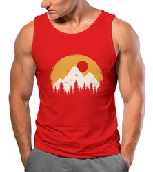 Neverless Tanktop Herren Outdoor Print Natural Badge Logo Wandern Fashion Rot/Orange/Dunkelrot/Gelb