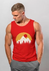 Neverless Tanktop Herren Outdoor Print Natural Badge Logo Wandern Fashion Rot/Orange/Dunkelrot/Gelb