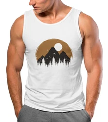 Neverless Tanktop Herren Outdoor Print Natural Badge Logo Wandern Fashion Orange/Türkis/Weiß/Gelb/Braun/Beige
