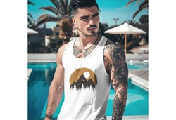 Neverless Tanktop Herren Outdoor Print Natural Badge Logo Wandern Fashion Orange/Türkis/Weiß/Gelb/Braun/Beige