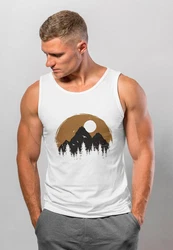 Neverless Tanktop Herren Outdoor Print Natural Badge Logo Wandern Fashion Orange/Türkis/Weiß/Gelb/Braun/Beige