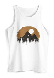 Neverless Tanktop Herren Outdoor Print Natural Badge Logo Wandern Fashion Orange/Türkis/Weiß/Gelb/Braun/Beige