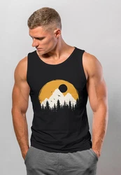Neverless Tanktop Herren Outdoor Print Natural Badge Logo Wandern Fashion Orange/Schwarz/Braun