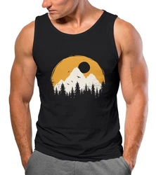 Neverless Tanktop Herren Outdoor Print Natural Badge Logo Wandern Fashion Orange/Schwarz/Braun