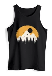 Neverless Tanktop Herren Outdoor Print Natural Badge Logo Wandern Fashion Orange/Schwarz/Braun