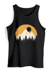 Neverless Tanktop Herren Outdoor Print Natural Badge Logo Wandern Fashion Orange/Schwarz/Braun
