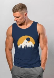 Neverless Tanktop Herren Outdoor Print Natural Badge Logo Wandern Fashion Dunkelblau/Blau