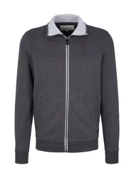 TOM TAILOR Outdoorjacke Sweatjacke mit Ziernaht Dunkelgrau/Dunkelblau/Grau