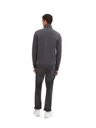 TOM TAILOR Outdoorjacke Sweatjacke mit Ziernaht Dunkelgrau/Dunkelblau/Grau