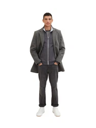 TOM TAILOR Outdoorjacke Sweatjacke mit Ziernaht Dunkelgrau/Dunkelblau/Grau