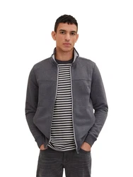 TOM TAILOR Outdoorjacke Sweatjacke mit Ziernaht Dunkelgrau/Dunkelblau/Grau