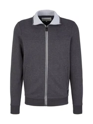 TOM TAILOR Outdoorjacke Sweatjacke mit Ziernaht Dunkelgrau/Dunkelblau/Grau