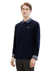 TOM TAILOR Langarm-Poloshirt mit Logoprint 