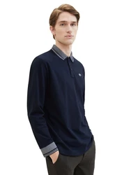 TOM TAILOR Langarm-Poloshirt mit Logoprint 