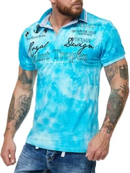 L.gonline Poloshirt Herren Polo Shirt Royal Design Hellblau/Türkis/Blau