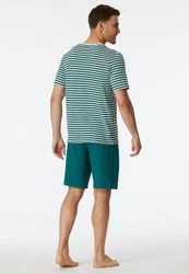 Schiesser Schlafanzug Shorty Türkis/Grün/Blau/Dunkelgrün