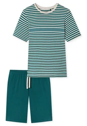 Schiesser Schlafanzug Shorty Türkis/Grün/Blau/Dunkelgrün