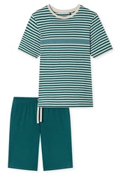 Schiesser Schlafanzug Shorty Türkis/Grün/Blau/Dunkelgrün