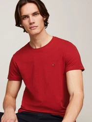 Tommy Hilfiger T-Shirt STRETCH SLIM FIT TEE mit Rundhalsausschnitt Rot/Dunkelrot/Orange