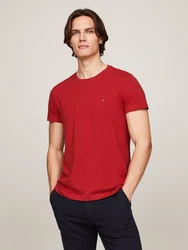 Tommy Hilfiger T-Shirt STRETCH SLIM FIT TEE mit Rundhalsausschnitt Rot/Dunkelrot/Orange