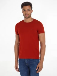Tommy Hilfiger T-Shirt STRETCH SLIM FIT TEE mit Rundhalsausschnitt Rot/Dunkelrot/Orange