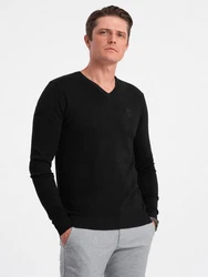 Ombre V-Ausschnitt-Pullover Schwarz/Rot