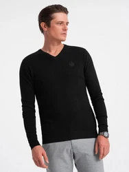 Ombre V-Ausschnitt-Pullover Schwarz/Rot