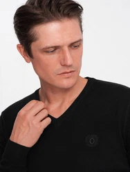 Ombre V-Ausschnitt-Pullover Schwarz/Rot