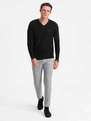 Ombre V-Ausschnitt-Pullover Schwarz/Rot