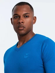 Ombre V-Ausschnitt-Pullover Blau