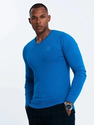 Ombre V-Ausschnitt-Pullover Blau