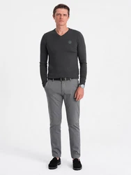 Ombre V-Ausschnitt-Pullover Dunkelgrau/Grau/Khaki/Schwarz
