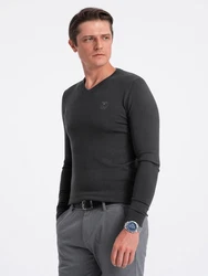 Ombre V-Ausschnitt-Pullover Dunkelgrau/Grau/Khaki/Schwarz