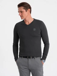 Ombre V-Ausschnitt-Pullover Dunkelgrau/Grau/Khaki/Schwarz