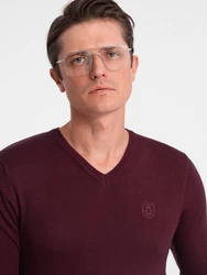 Ombre V-Ausschnitt-Pullover Bordeaux/Dunkelrot